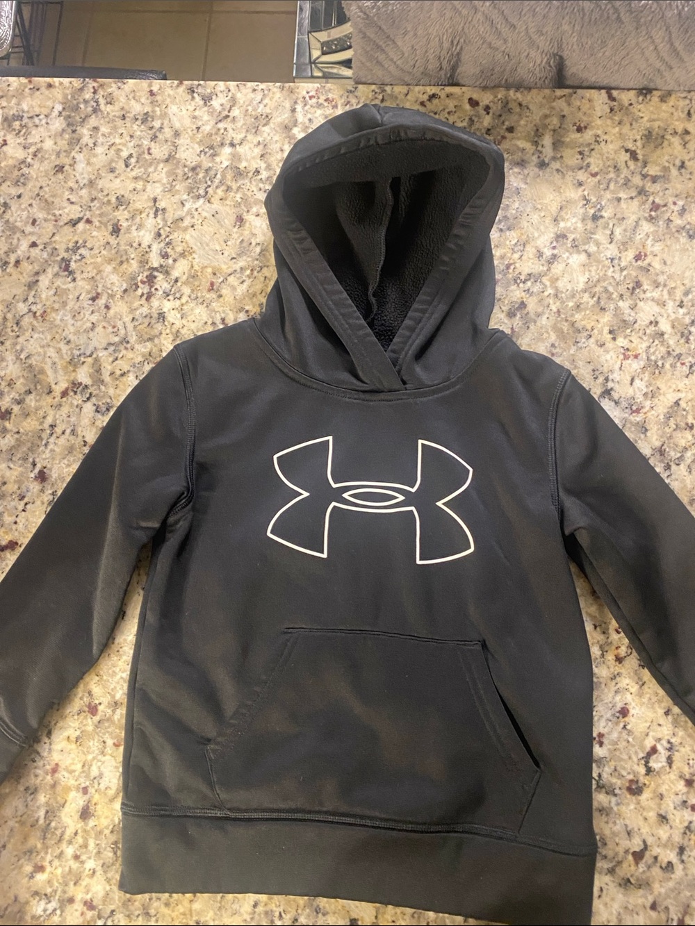 Under Armour Black Hoodie with White Logo — Kids